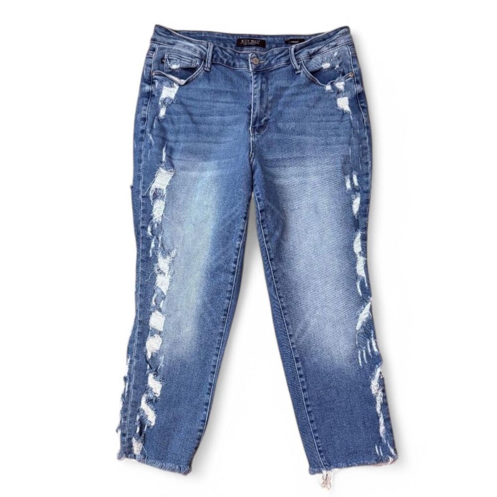 JUDY BLUE #88601 High Waist Crop Straight Heavy Destroy. Size 16W